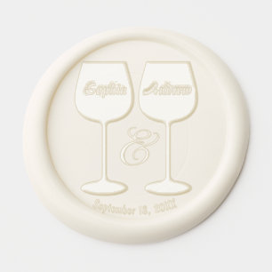 Vintage Bohemian Couple Bride Groom Wine Wedding Wax Seal Sticker