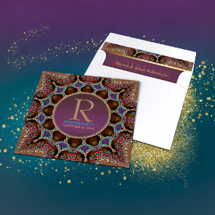 Vintage Bohemian Dinner Party Monogram Invitation
