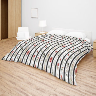 Vintage Bohemian Floral Flower Leaves Pattern Duvet Cover