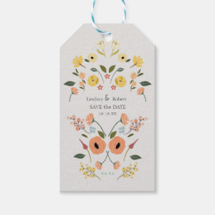 Vintage Bohemian Floral Photo Save the Date Gift Tags