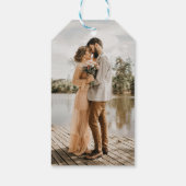 Vintage Bohemian Floral Photo Save the Date Gift Tags (Back)