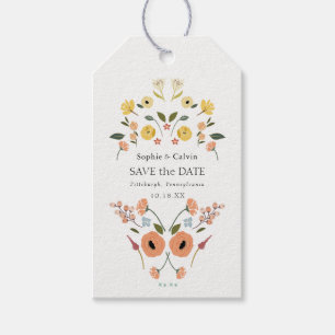 Vintage Bohemian Floral Photo Save the Date Tags