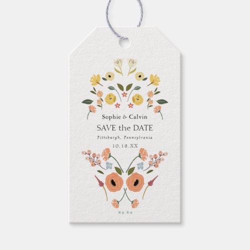 Vintage Bohemian Floral Photo Save the Date Tags