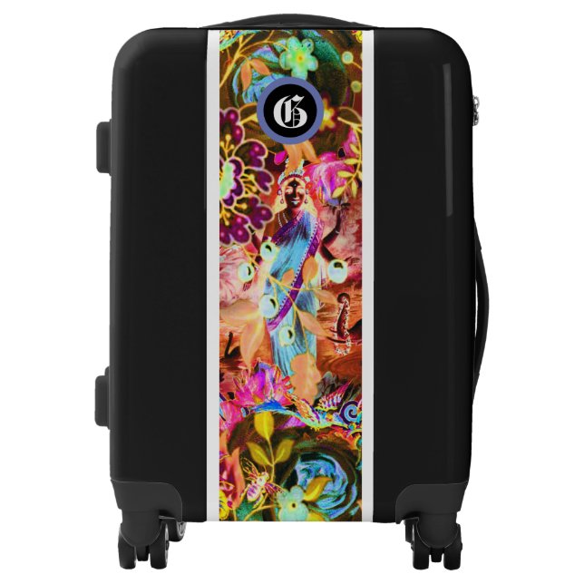 Vintage Bohemian Goddess Neon Monogram Luggage (Front)