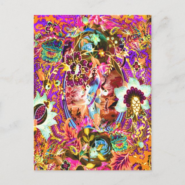 Vintage Bohemian Goddess Neon Postcard (Front)