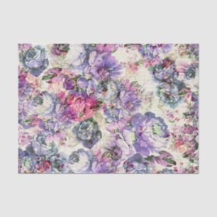 Vintage bohemian rustic pink lavender floral tissue paper