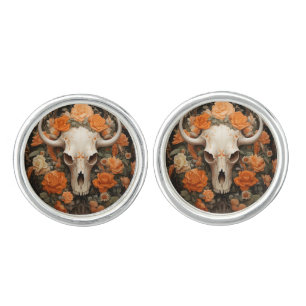 Vintage Bohemian Sugar Skull Bloom Cufflinks
