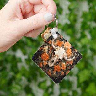 Vintage Bohemian Sugar Skull Bloom Keychain