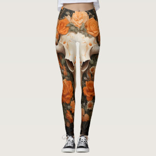 Vintage Bohemian Sugar Skull Bloom Leggings