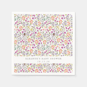 Vintage Boho Bicycle Floral Custom Baby Shower  Napkins