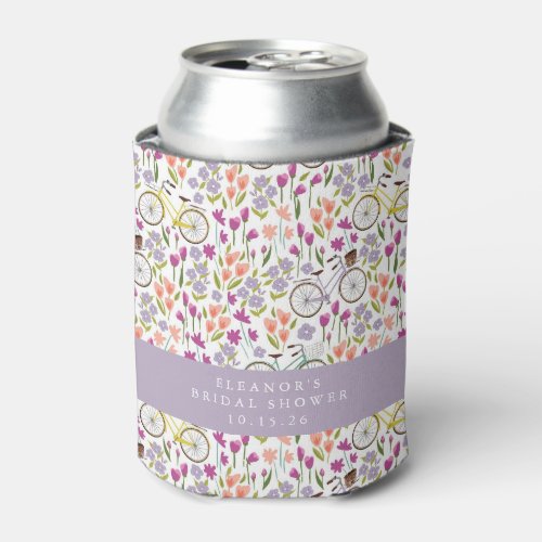 Vintage Boho Bicycle Floral Custom Bridal Shower  Can Cooler