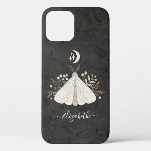 Vintage Boho Black White Butterfly iPhone 12 Case