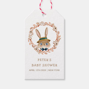 Vintage Boho Bunny Wreath Baby Shower Gift Tags