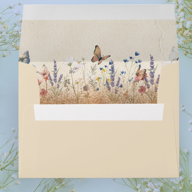 Vintage Boho Butterfly Garden Wedding Envelope (Creator Uploaded)
