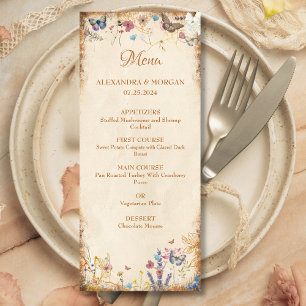 Vintage Boho Butterfly Garden Wedding Menu