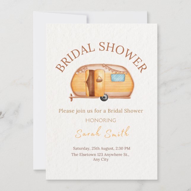 Vintage Boho Camper Bridal Shower Invitation (Front)