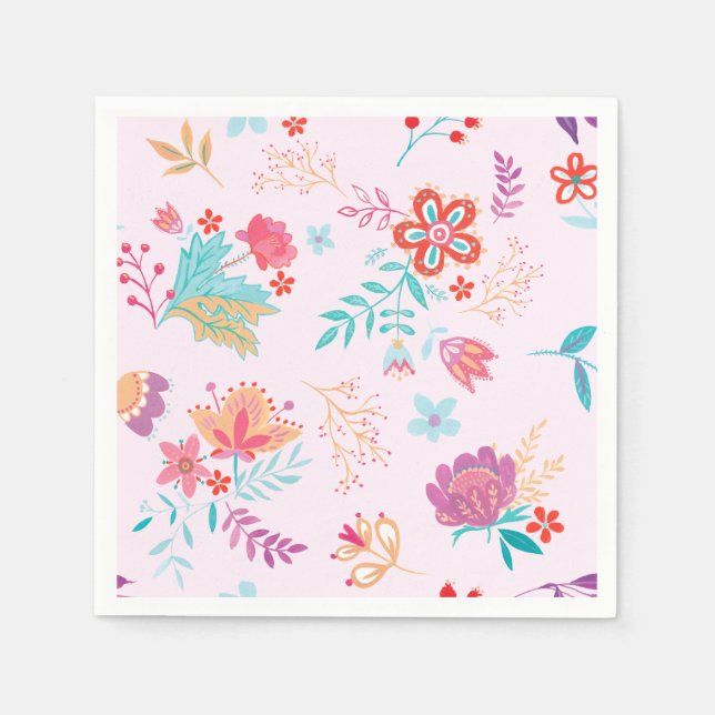 Vintage Boho Chic Floral Paper Napkin (Front)