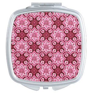 Vintage Boho Chic Floral Pattern Compact Mirror