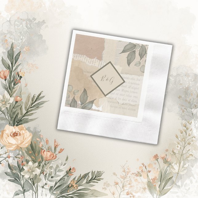 vintage boho chic greenery wedding napkins (Creator Uploaded)