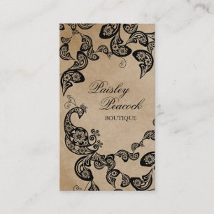 Vintage Boho Chic Paisley Elegant Floral Peacock Business Card