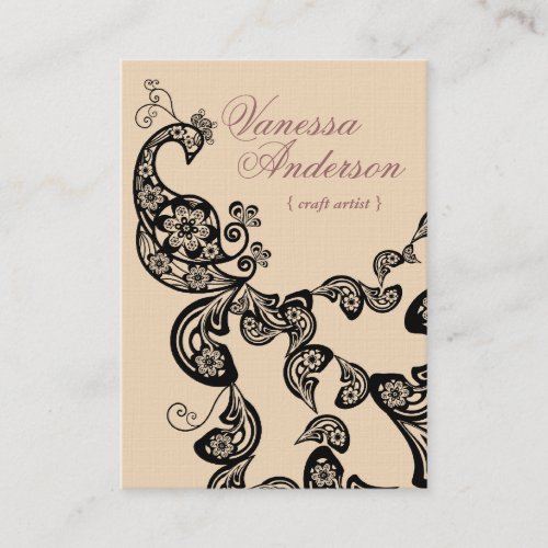 Vintage Boho Chic Paisley Elegant Floral Peacock Business Card