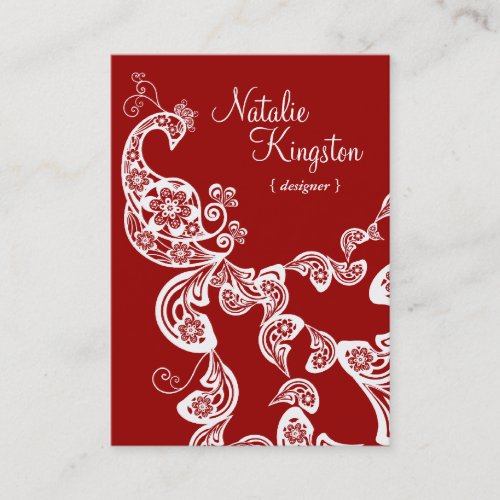 Vintage Boho Chic Paisley Elegant Floral Peacock Business Card Template