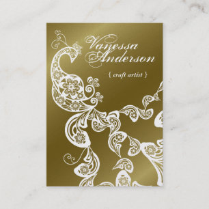Vintage Boho Chic Paisley Elegant Floral Peacock Business Card