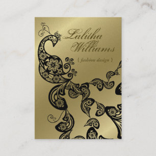 Vintage Boho Chic Paisley Elegant Floral Peacock Business Card
