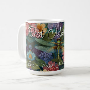 Vintage boho chic pastel floral garden dragonfly coffee mug