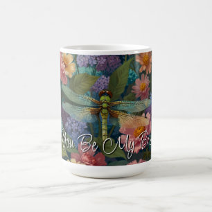 Vintage boho chic pastel floral garden dragonfly coffee mug