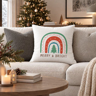 Vintage Boho Christmas Red Green Accent Pillow Art