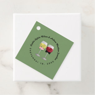 Vintage Boho Couple Wine Bride and Groom Wedding  Favor Tags