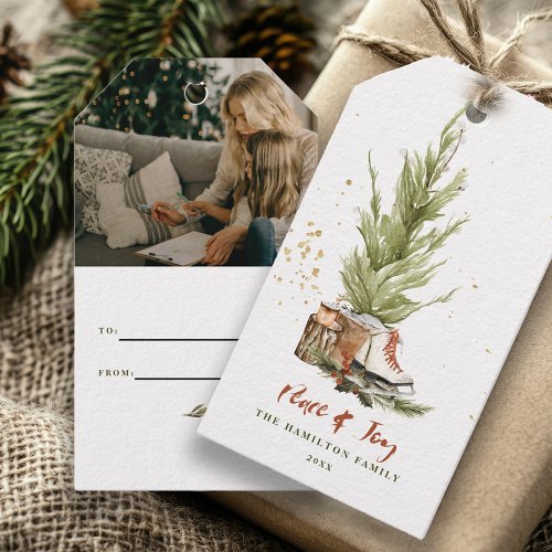 Vintage Boho Family Christmas Watercolor Gift Tags