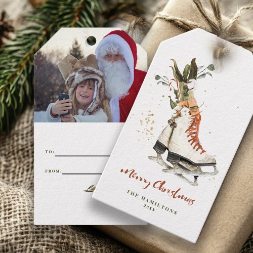 Vintage Boho Family Merry Christmas Watercolor Gift Tags