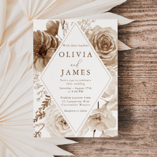 Vintage Boho Floral Frame Wedding Invitation