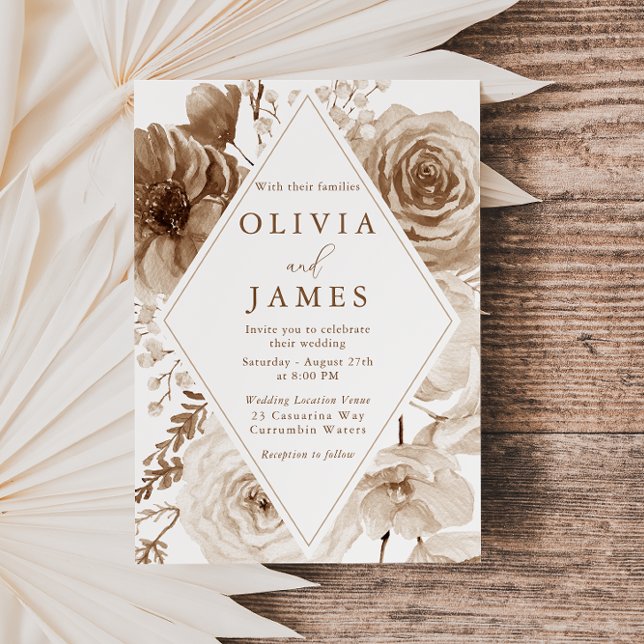 Vintage Boho Floral Frame Wedding Invitation (Creator Uploaded)