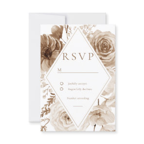 Vintage Boho Floral Frame Wedding RSVP Card