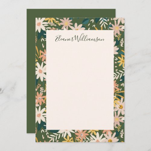 Vintage Boho Floral in Peach and Green Baby Shower Thank You Card