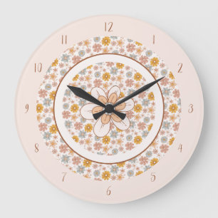 Vintage Boho Floral Nursery Hello Baby Custom Large Clock
