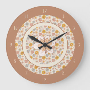 Vintage Boho Floral Nursery Hello Baby Custom Large Clock