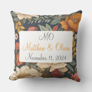 Vintage Boho Floral Pattern Wedding Gift Outdoor Pillow