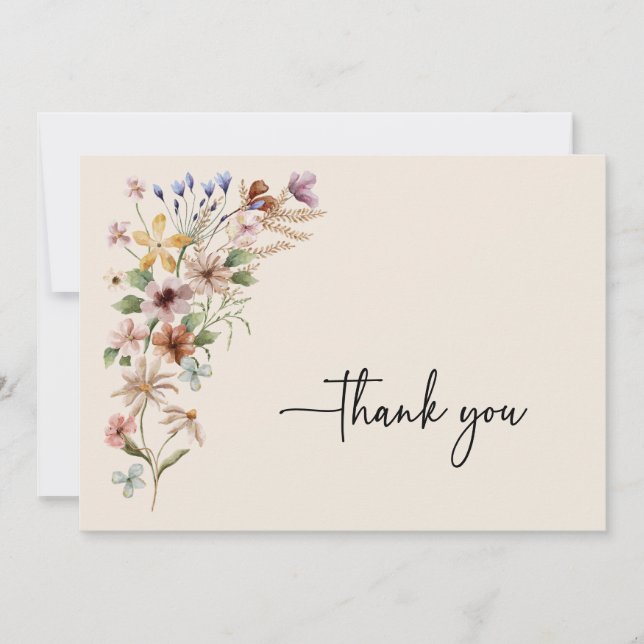 Vintage Boho Floral Thank You Card (Front)