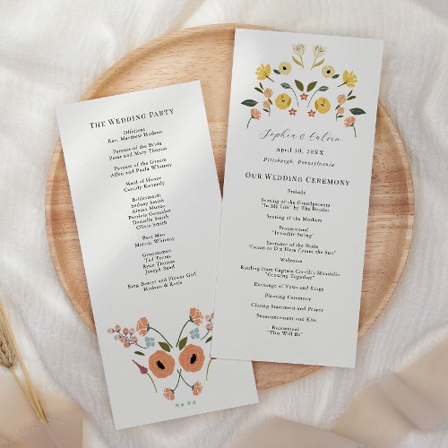 Vintage Boho Floral Wedding Ceremony Program