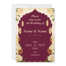 Vintage Boho Floral Wedding Invitation Card