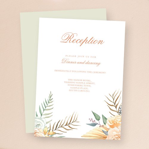 Vintage Boho Floral Wedding Reception Enclosure Card