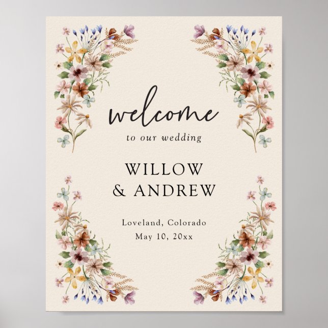 Vintage Boho Floral Welcome Poster (Front)