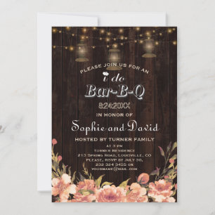 Vintage Boho Floral Wood Old Lanterns I DO BBQ Invitation