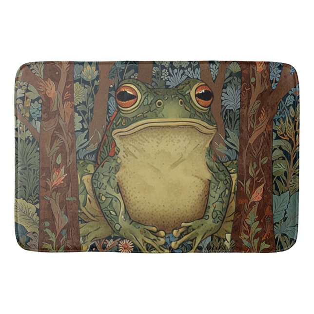 Vintage boho forest frog bath mat (Front)