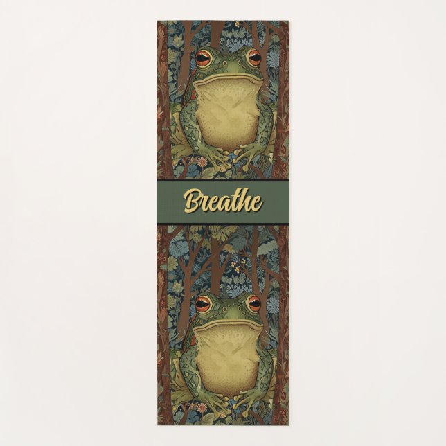 Vintage boho forest frog customizable  yoga mat (Front)