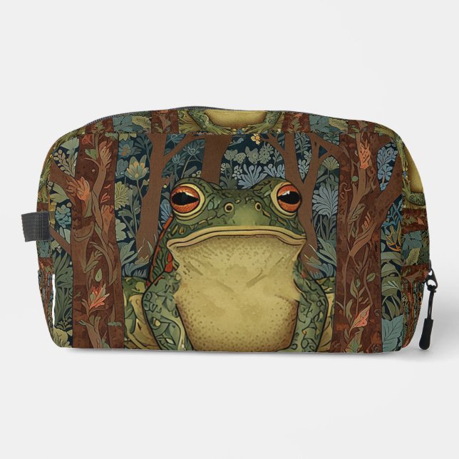 Vintage boho forest frog dopp kit (Front)